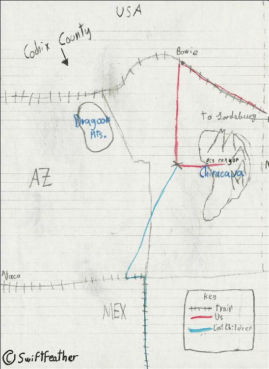 Hand drawn map of Apacheria